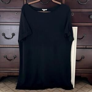 Silence + Noise black boho flowy cotton oversized T shirt dress L